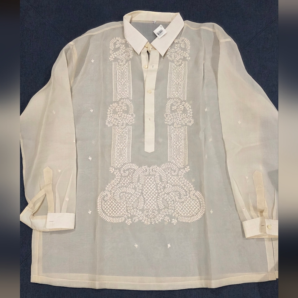 Men's Cream Embroidered Shirt